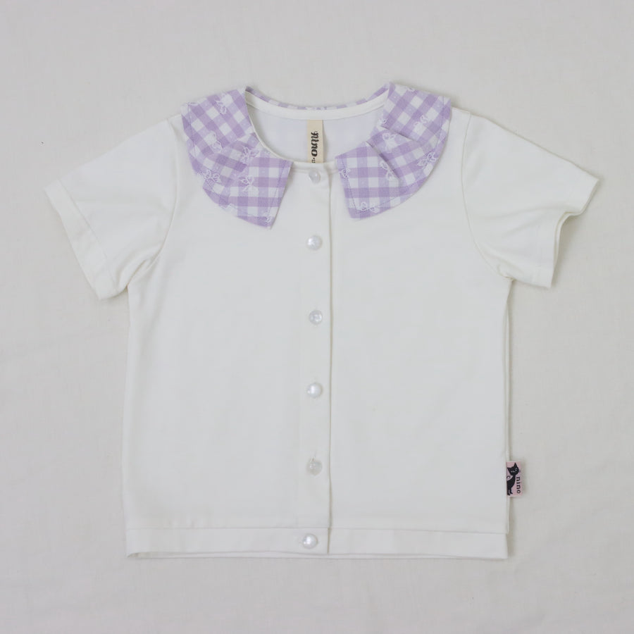 ギンガムレース襟　Teeﾌﾞﾗｳｽ