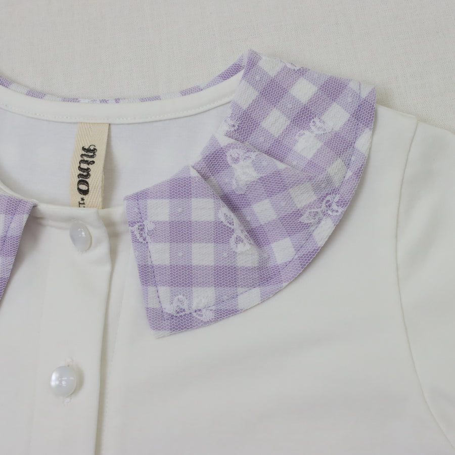 ギンガムレース襟　Teeﾌﾞﾗｳｽ