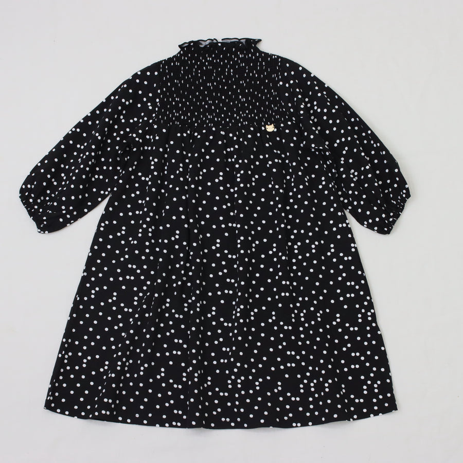 ドットプリント　スモッキングワンピース（カチューシャ付き）