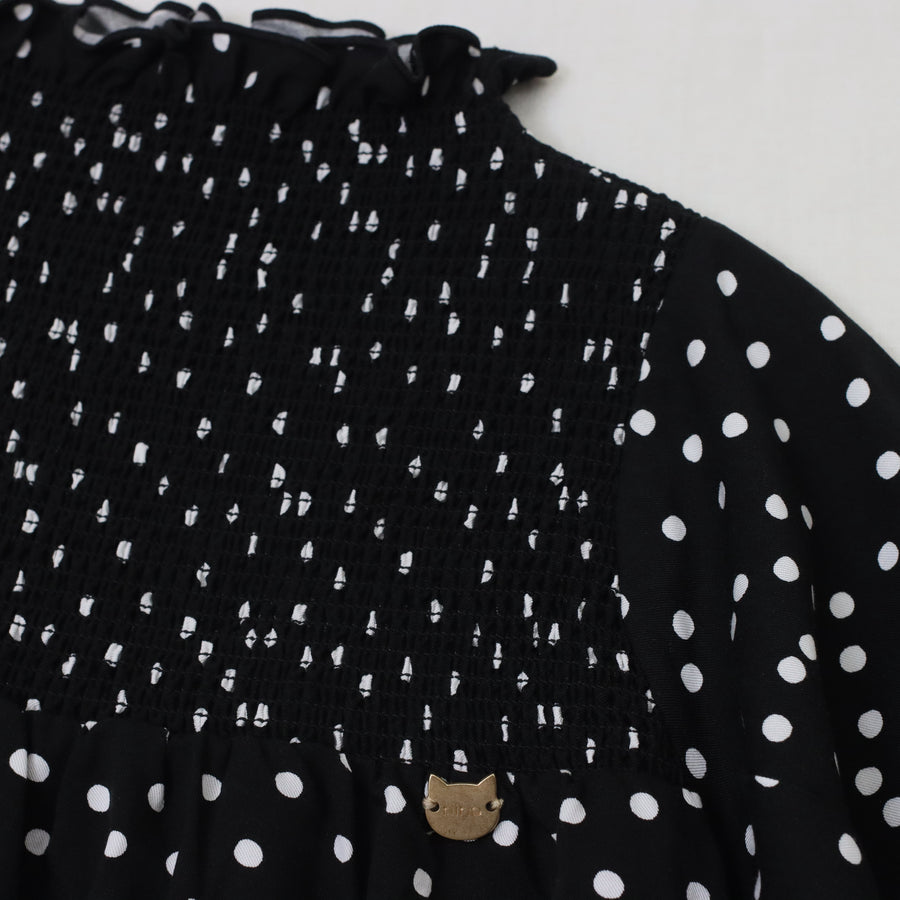 ドットプリント　スモッキングワンピース（カチューシャ付き）