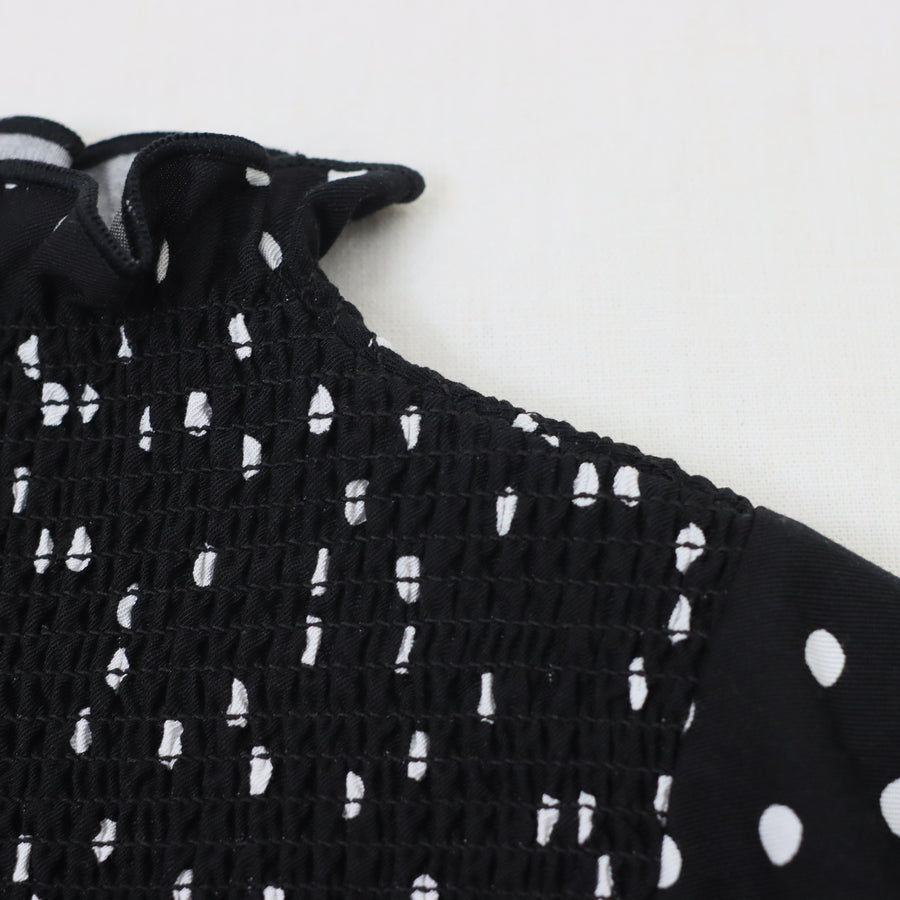 ドットプリント　スモッキングワンピース（カチューシャ付き）