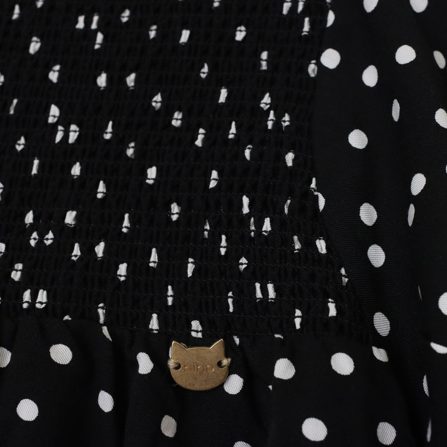 ドットプリント　スモッキングワンピース（カチューシャ付き）