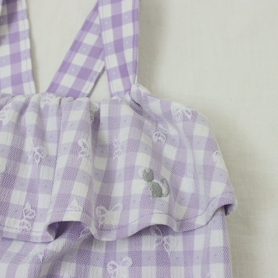 ギンガムレース　ベビーサロペット