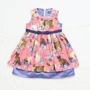 [100cm~120cm] Dress | Cat print | Pink