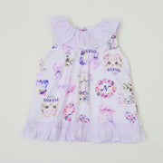 ラベンダーねこプリント　ベビースーツ