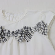チェックリボン　Tシャツ