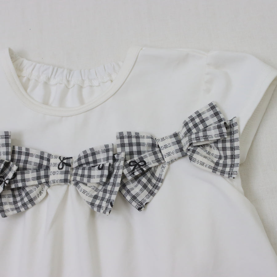 チェックリボン　Tシャツ