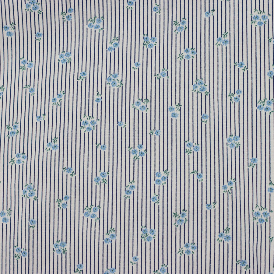 ストライプミニフラワープリント　丸襟ワンピース