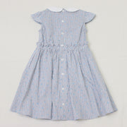 ストライプミニフラワープリント　丸襟ワンピース