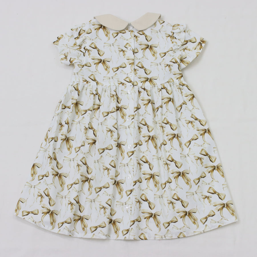 リボンプリントスモッキングワンピース