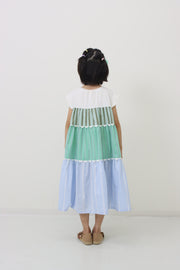 ギンガム×ストライプ　ティアードワンピース