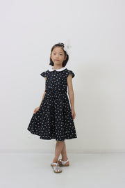 リボンプリント丸襟ワンピース