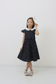 リボンプリント丸襟ワンピース