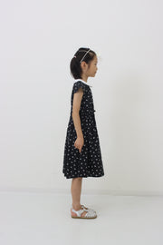 リボンプリント丸襟ワンピース