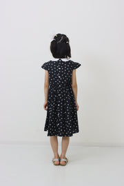 リボンプリント丸襟ワンピース