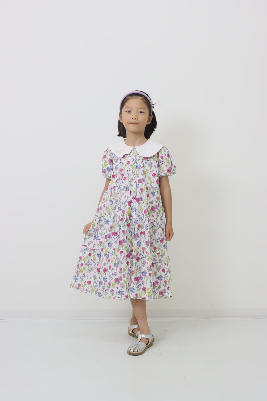 フラワープリントティアードワンピース