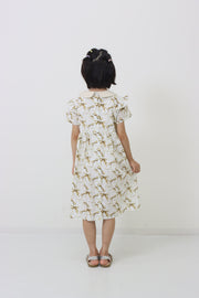 リボンプリントスモッキングワンピース