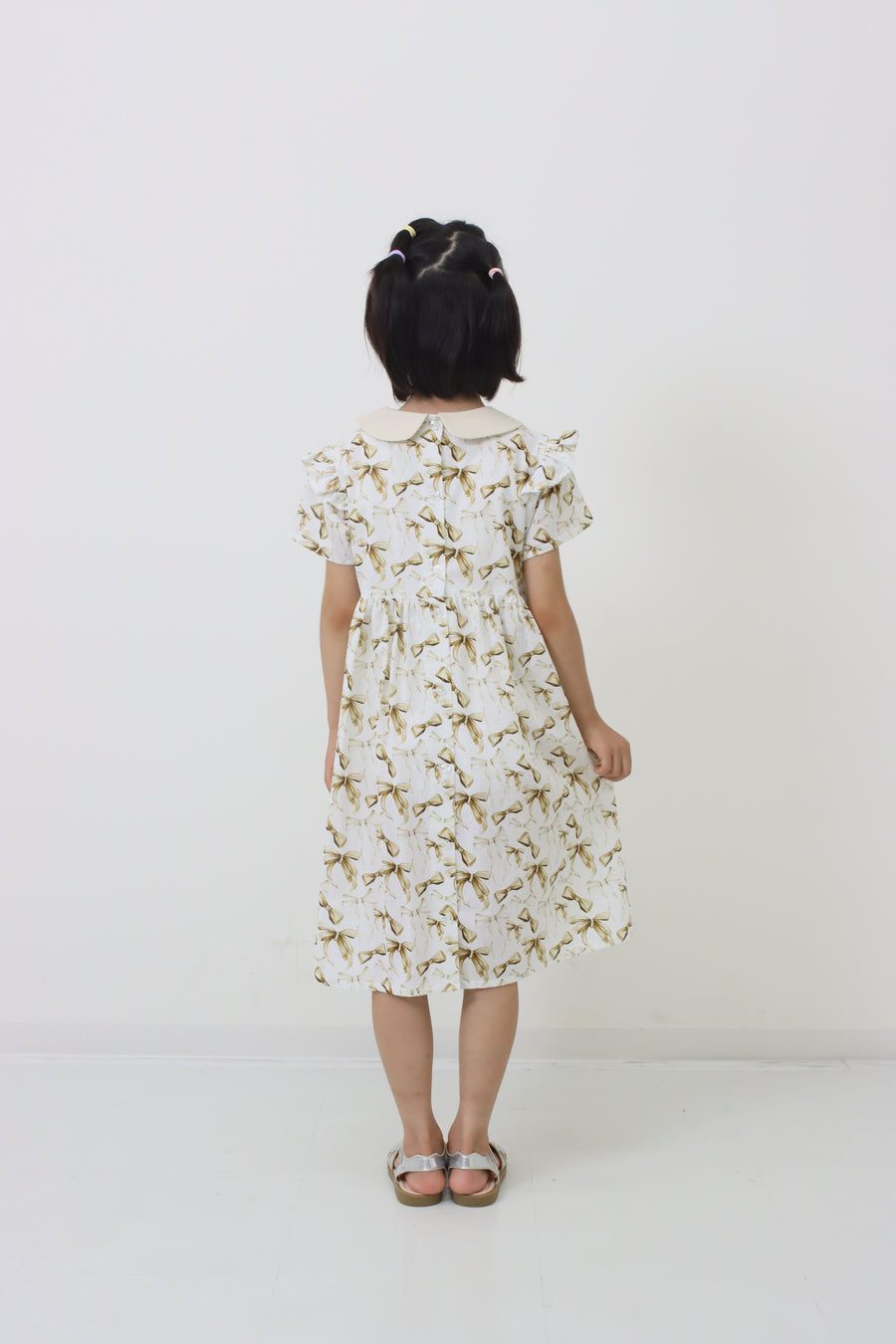 リボンプリントスモッキングワンピース