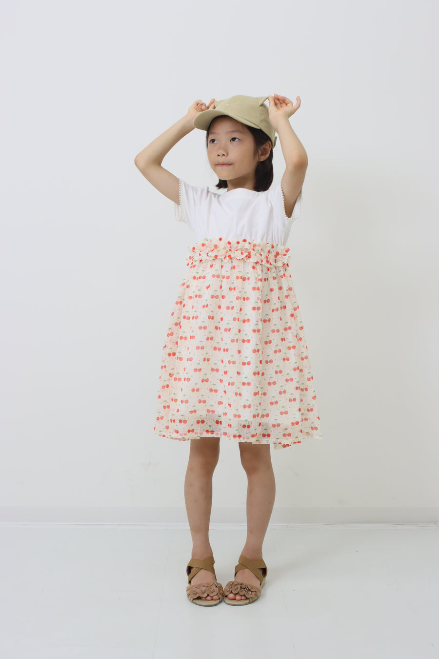 【フラワープリント＆チェリープリント】ワンピース