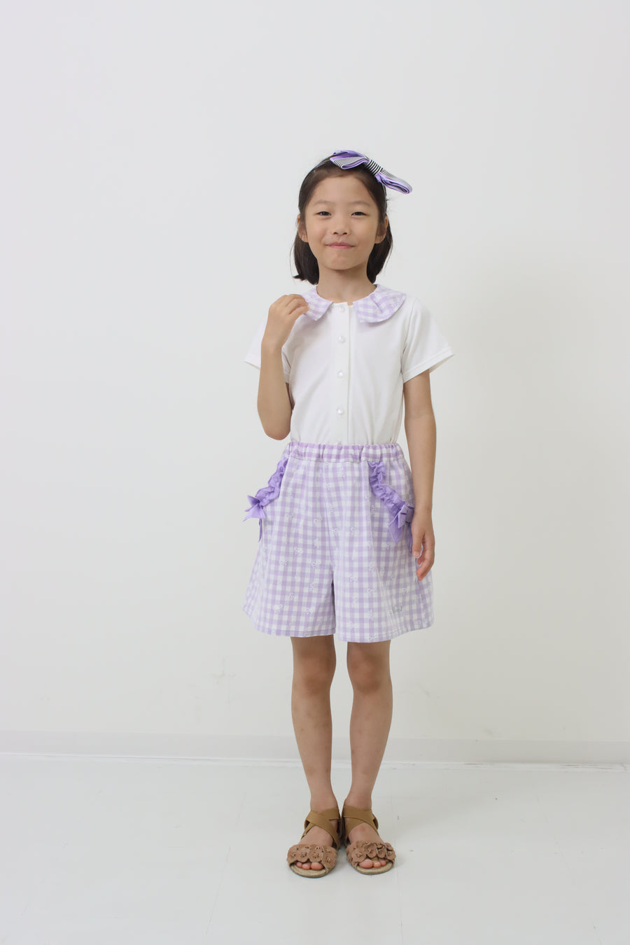 ギンガムレース　キュロットパンツ