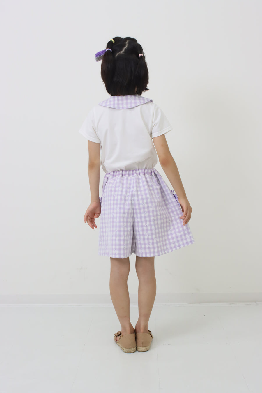 ギンガムレース　キュロットパンツ