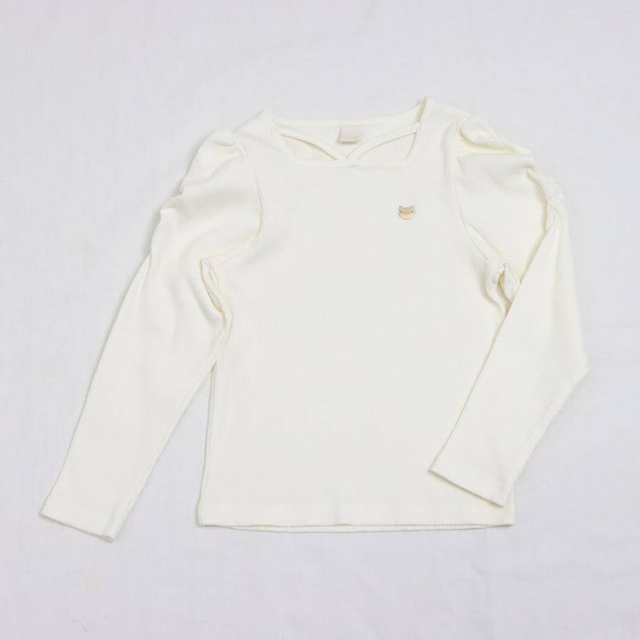 袖シャーリング テレコTee