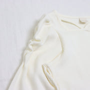袖シャーリング テレコTee