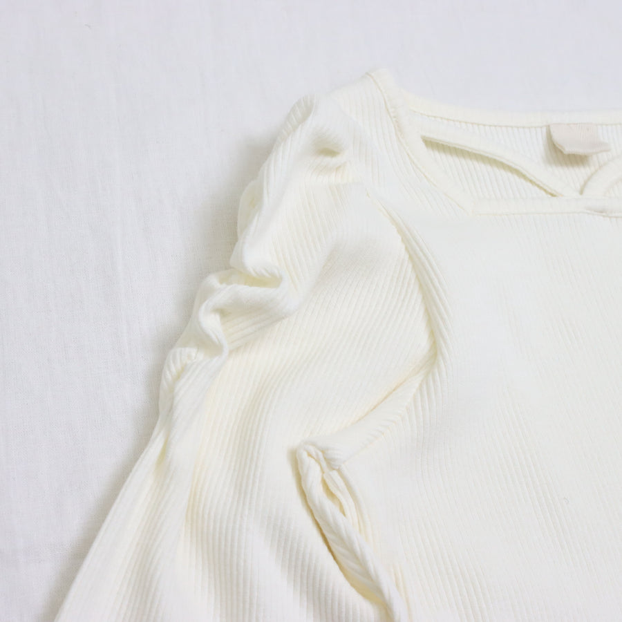 袖シャーリング テレコTee