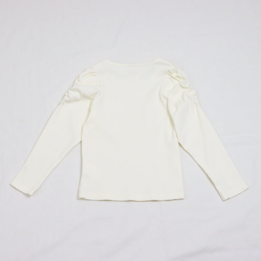 袖シャーリング テレコTee