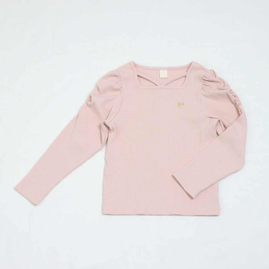 袖シャーリング テレコTee