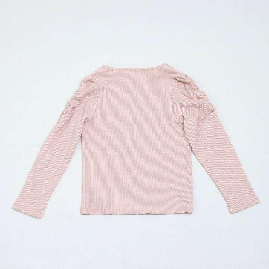袖シャーリング テレコTee