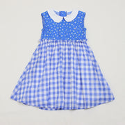 小花×ギンガム丸襟ワンピース