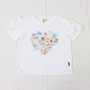 ミントストライプねこプリント　大人Tシャツ