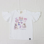 ラベンダーねこプリントTシャツ