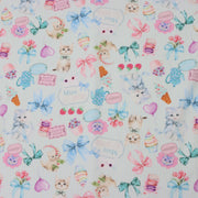 ミントストライプねこプリントリボン衿ワンピース