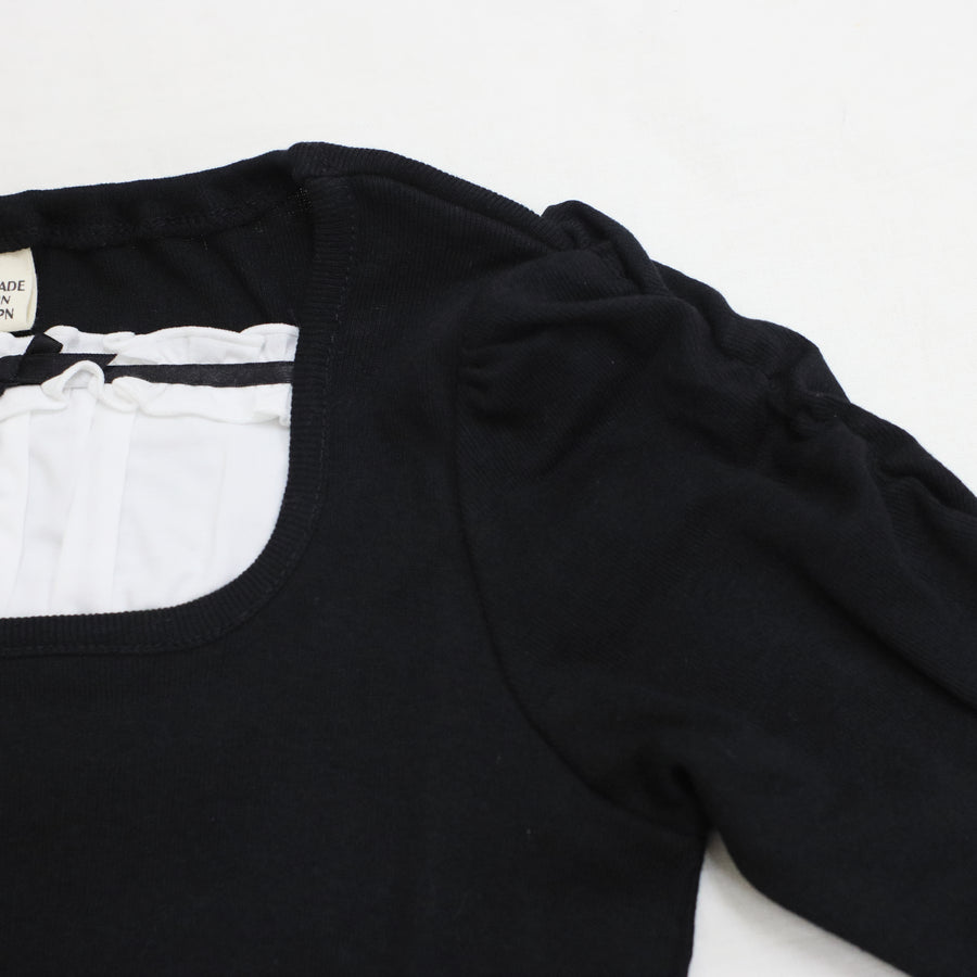 袖ギャザーレイヤード風 ロンTee