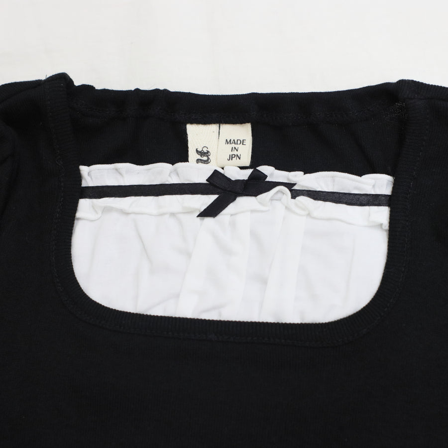 袖ギャザーレイヤード風 ロンTee