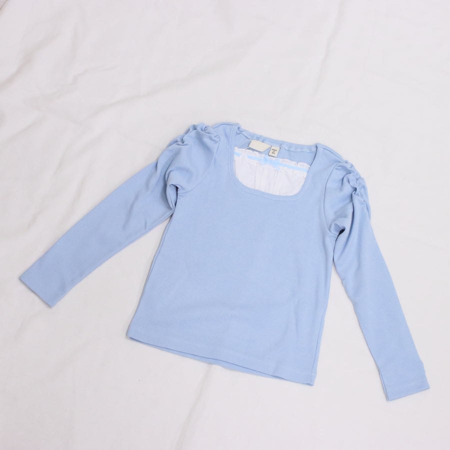 袖ギャザーレイヤード風 ロンTee