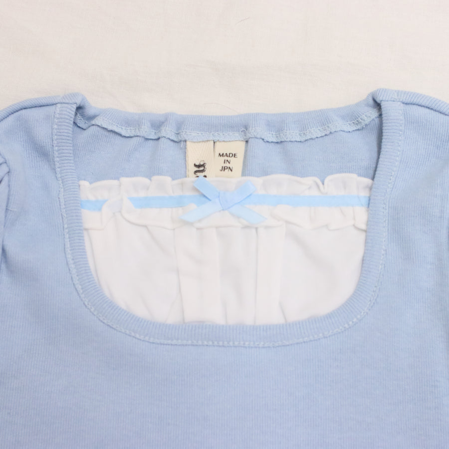 袖ギャザーレイヤード風 ロンTee