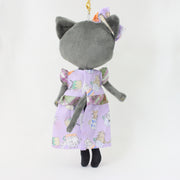 カラフルチェック×猫柄プリントワンピース