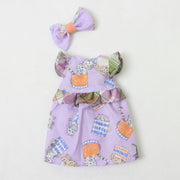 カラフルチェック×猫柄プリントワンピース