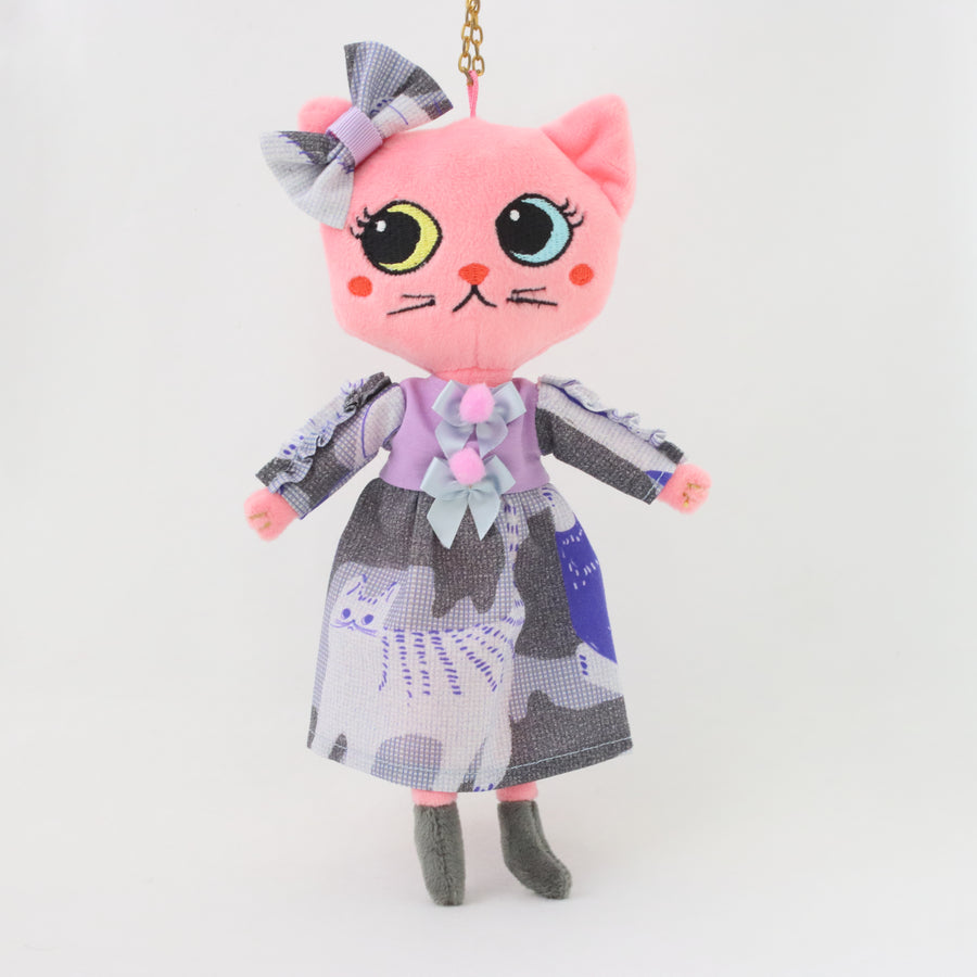 フリル袖ネコ柄ワンピース