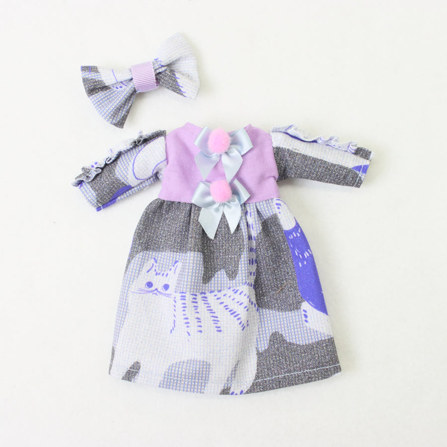 フリル袖ネコ柄ワンピース