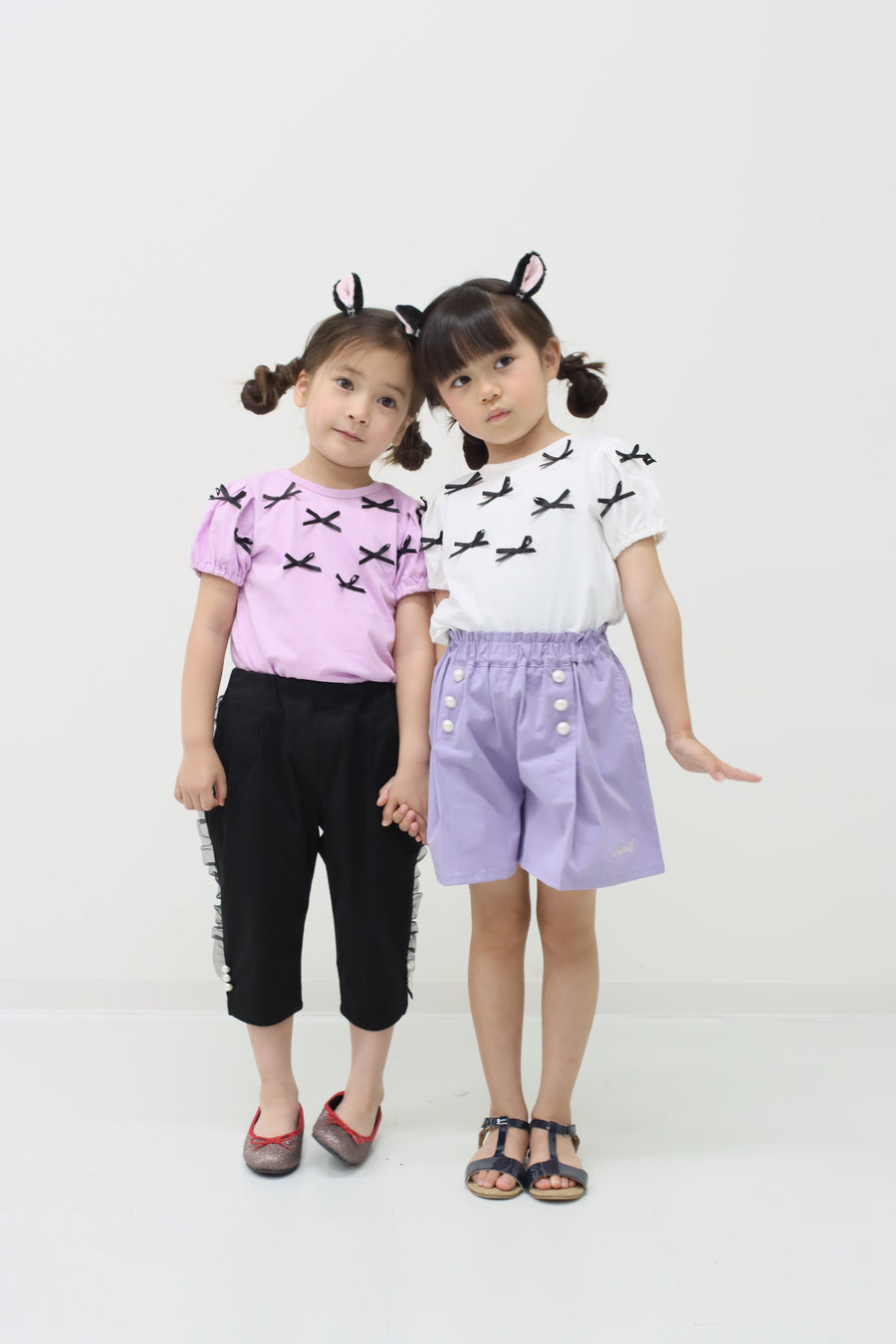 パール釦 6分丈パンツ