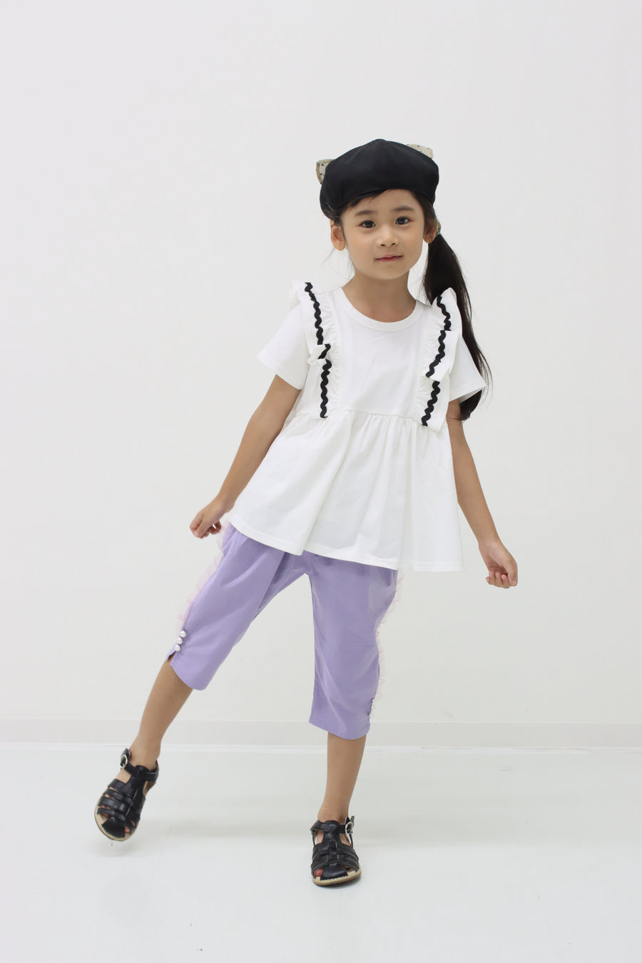 パール釦 6分丈パンツ