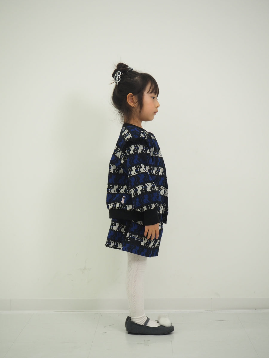 ねこボーダージャガード 2WAYプルオーバー