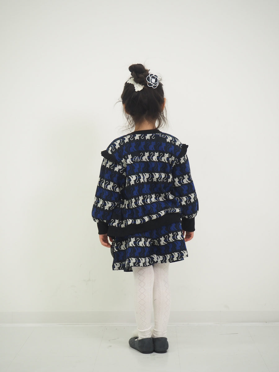 ねこボーダージャガード 2WAYプルオーバー