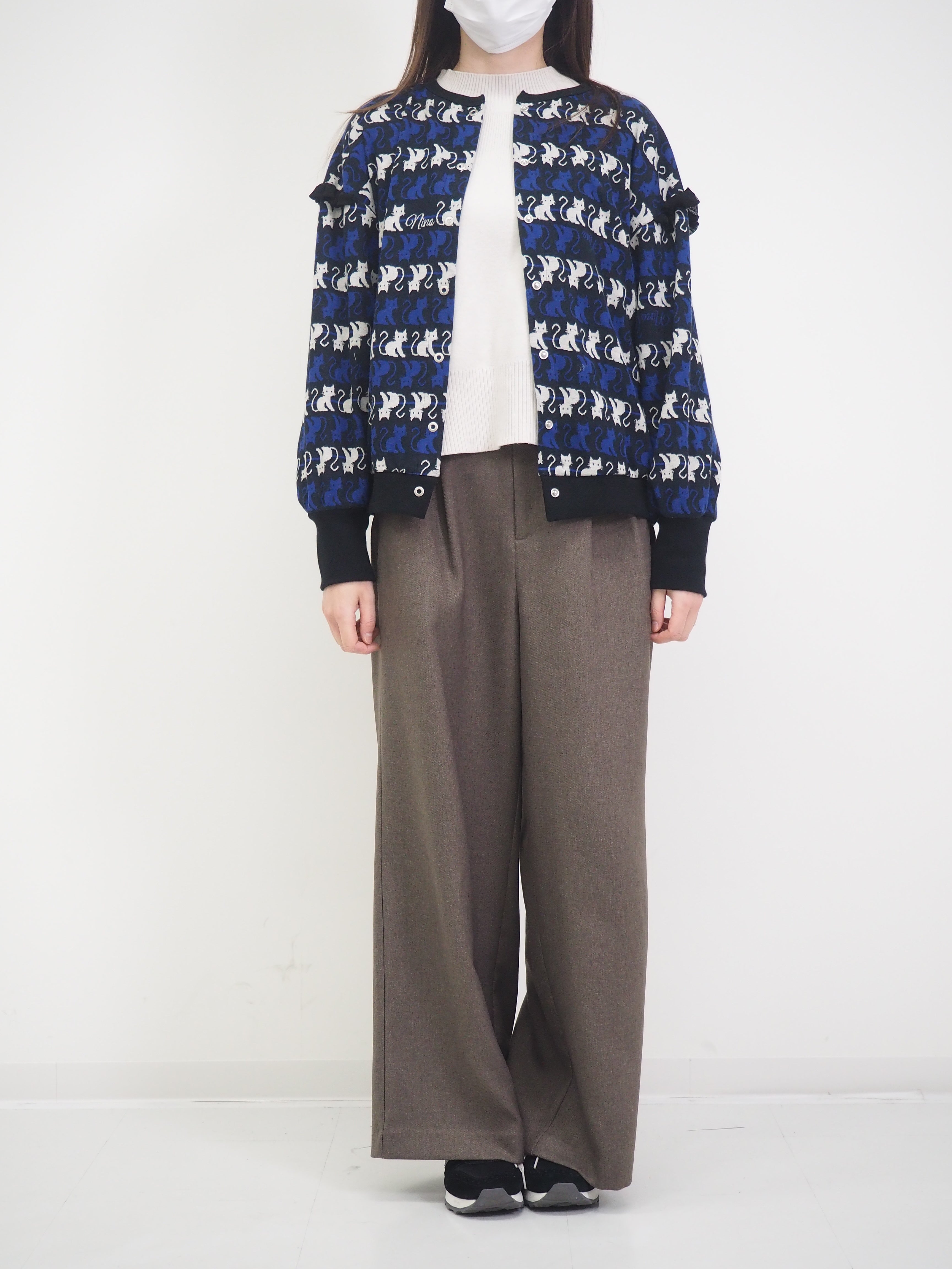 ねこボーダージャガード 2WAYプルオーバー(大人サイズ)