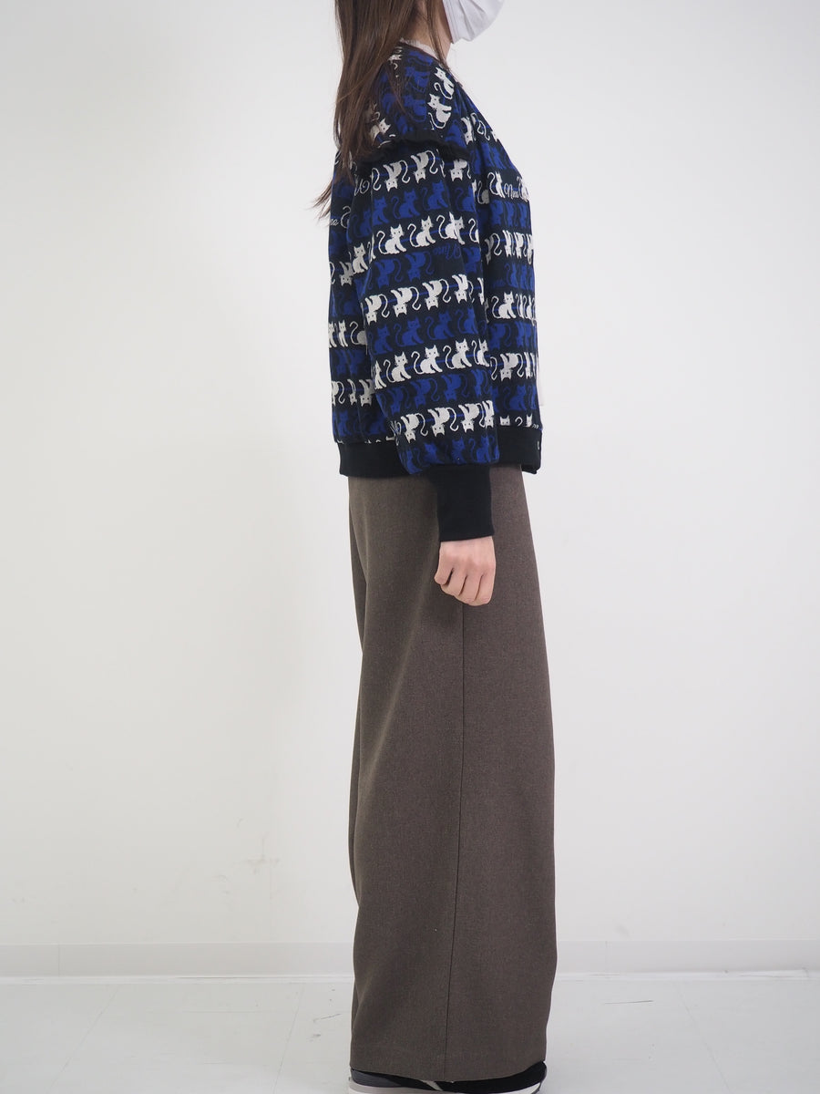 ねこボーダージャガード 2WAYプルオーバー(大人サイズ)