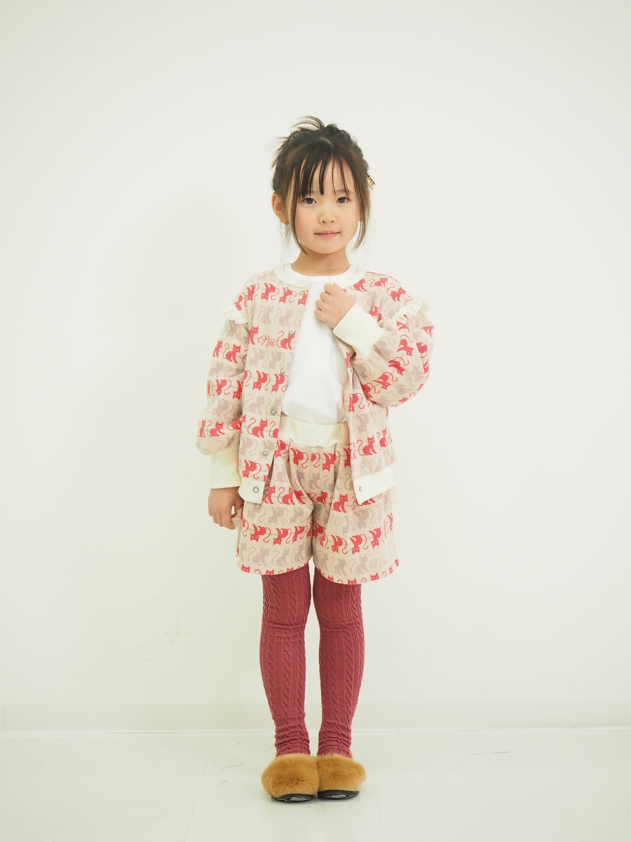 ねこボーダージャガード 2WAYプルオーバー